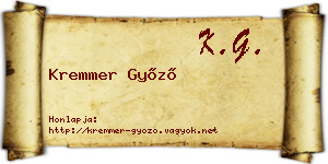 Kremmer Győző névjegykártya